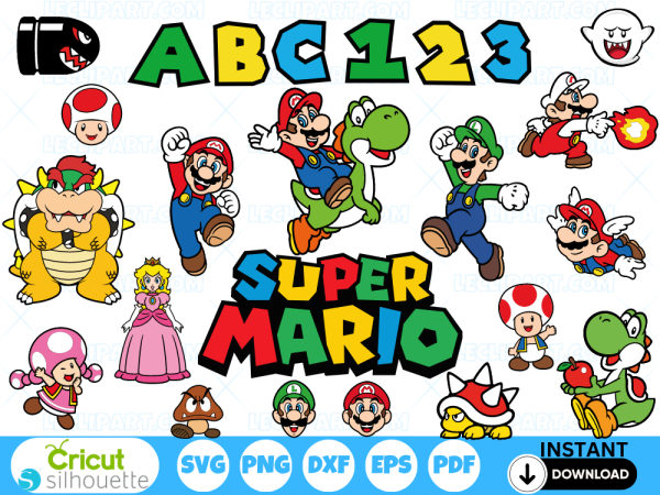 Super Mario SVG Bundle Cut Files for Cricut and Silhouette