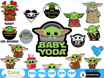 Baby Yoda SVG Bundle Cut Files Cricut - Silhouette