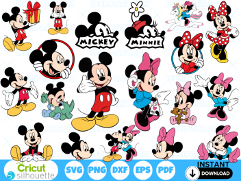Mickey and Minnie SVG Bundle Cut Files Cricut - Silhouette