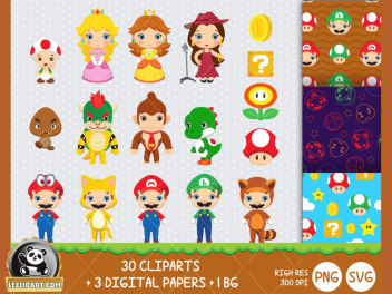 Cute Mario Bros SVG Collection
