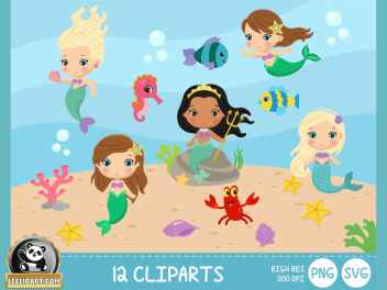 Cute Mermaids SVG Collection