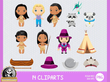 Cute Pocahontas PNG Collection Cut Files Cricut - Silhouette