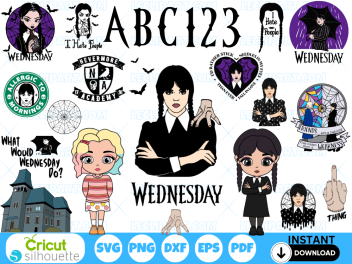 Wednesday Addams SVG Bundle Cut Files Cricut - Silhouette