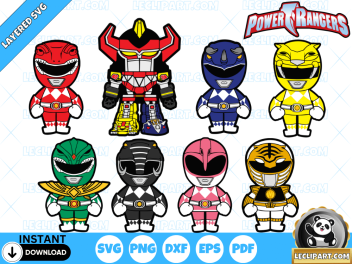 Chibi Mighty Morphin Power Rangers SVG Collection Cut Files Cricut - Silhouette