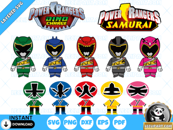 Chibi Power Rangers Samurai & Dino Charge SVG Collection