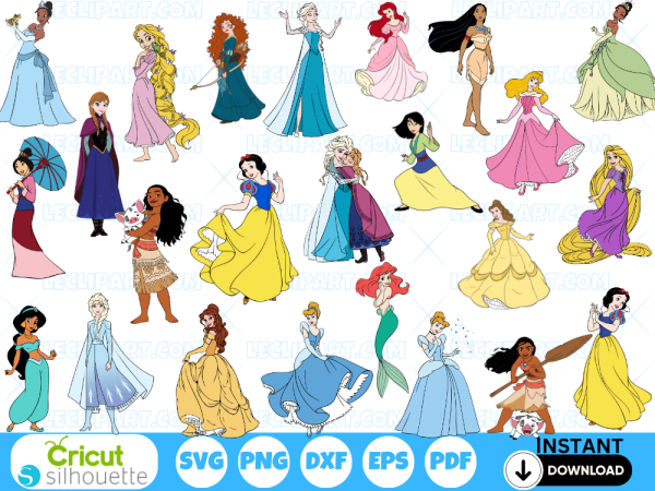 Disney Princesses SVG Bundle Cut Files Cricut - Silhouette