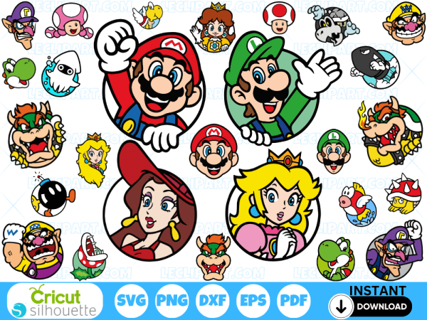 Super Mario Icons SVG Bundle Cut Files Cricut - Silhouette