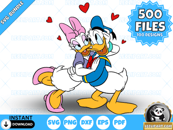 Donald and Daisy Duck Valentine's Day SVG Bundle