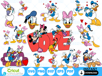 Donald and Daisy Duck Valentine's Day SVG Bundle 3
