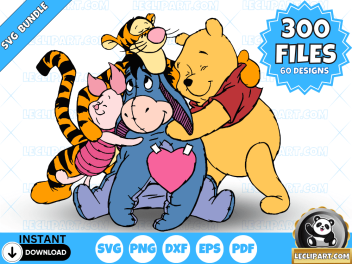 Pooh and Friends Valentine's Day SVG Bundle 1