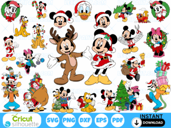 Mickey Mouse Christmas SVG Bundle Cricut Silhouette