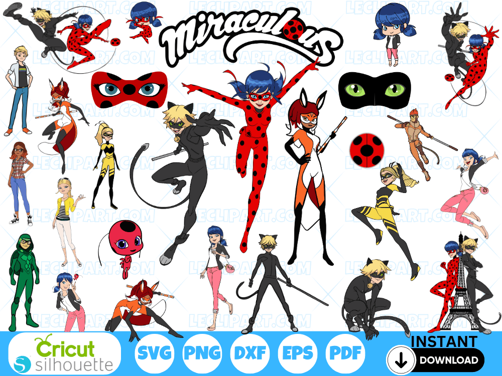 Miraculous LadyBug SVG Bundle Cut Files Cricut Silhouette Miraculous LadyBug SVG Bundle Cut Files Cricut Silhouette